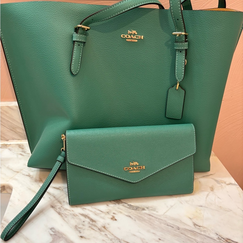 Coach tote with wallet wristlet
